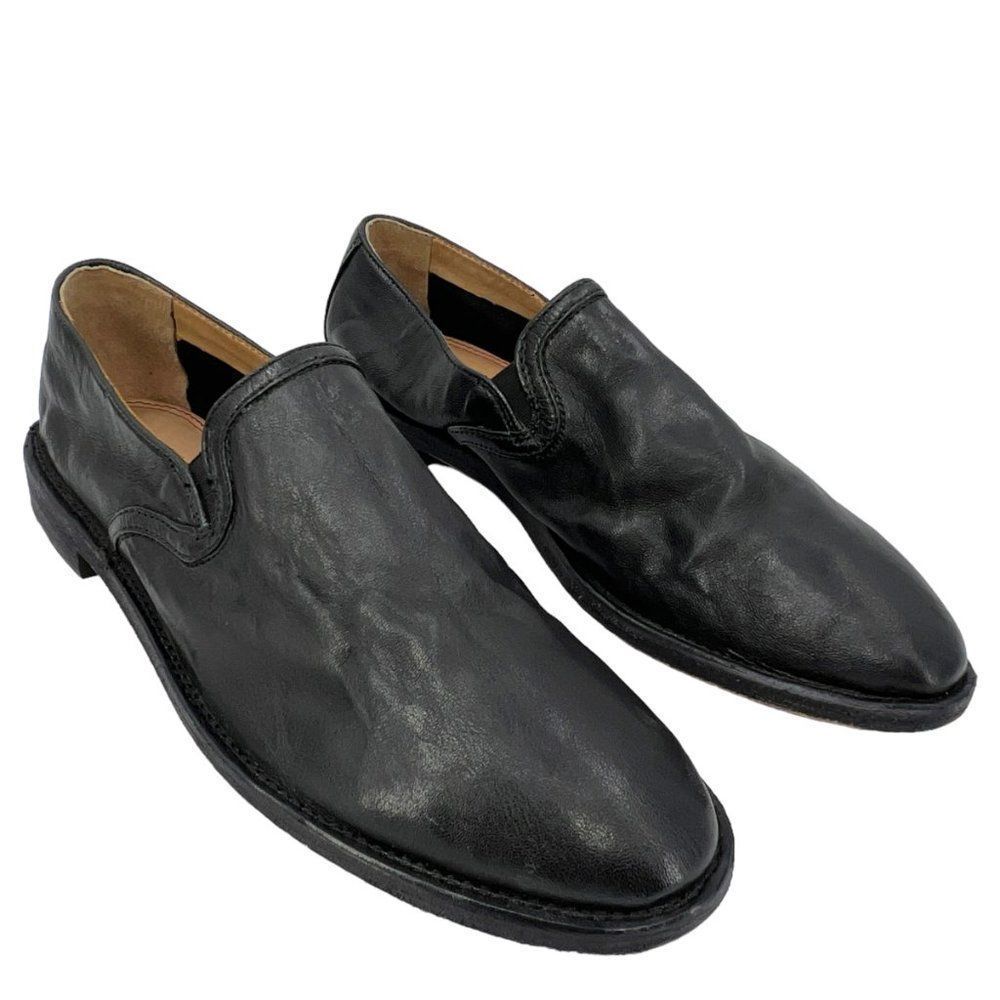 Trask Ali Flat Black Italian Washed Sheepskin Loafer Size 7.5